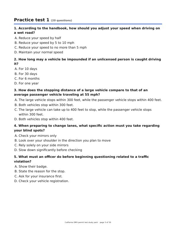 A practice test page